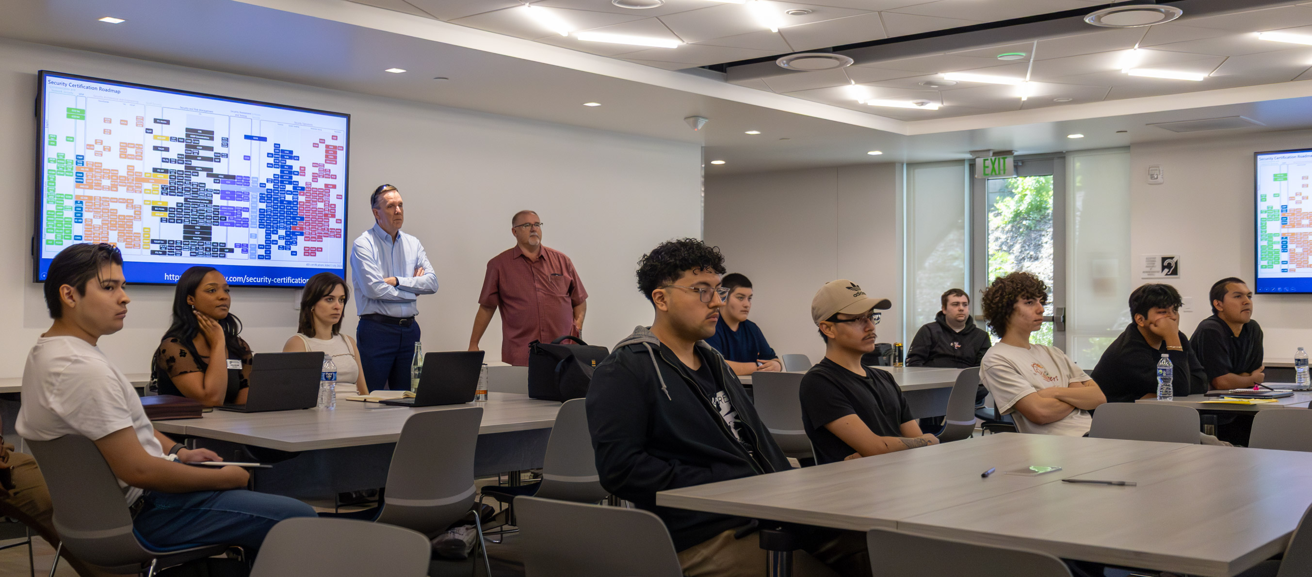 Cybersecurity students listening duirng Security Certification Roadmap presentation during Cybersecurity Day.