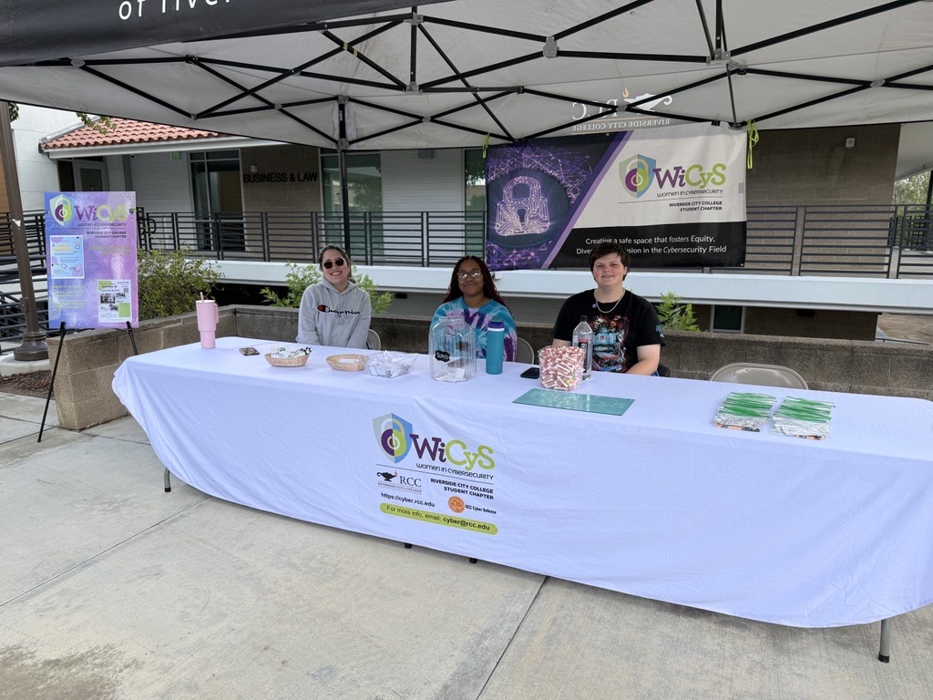 Photo of WiCyS members during Cyber Smarties outreach event to help spread Cyber Awareness on campus.